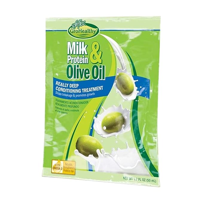 Milk Protein & Olive Oil Hair Deep Conditioning Treatment Hair Mask Strengthens, Repairs, Stops Breakage and Promotes Growth for Soft, Healthy, Manageable Hair - Sofn’Free GroHealthy - Single