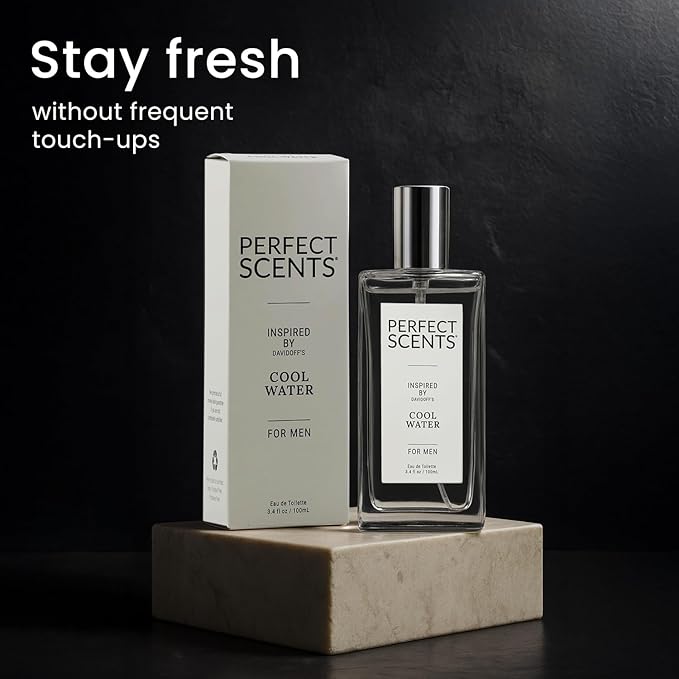 Perfect Scents Fragrances, Inspired by Davidoff’s Cool Water, Men’s Eau de Toilette, CLEAN, Vegan, Paraben-Free, Phthalate-Free, Never Tested on Animals, 3.4 Fluid Ounces