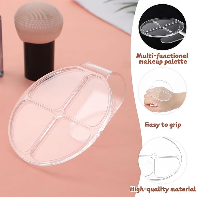 2Pcs Makeup Mixing Palette, Handheld Makeup Palette Acrylic Foundation Mixing Palettes Nail Art Manicure Tray Clear Cosmetic Mix Tray For Beauty Salon Color Cream Mixings Foundation
