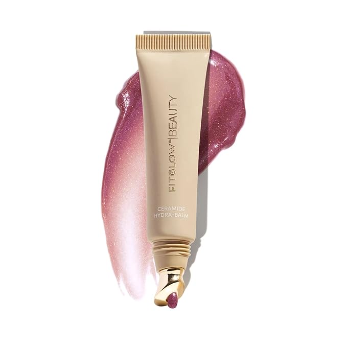 Fitglow Beauty Ceramide Hydra-Balm Lip Gloss | Hydrating Lip Serum with Peptides & Glutathione | Plumping & Anti-Aging Lip Skincare | Dry & Chapped Repair | Vegan & Cruelty-Free | 12g - Plum Dew