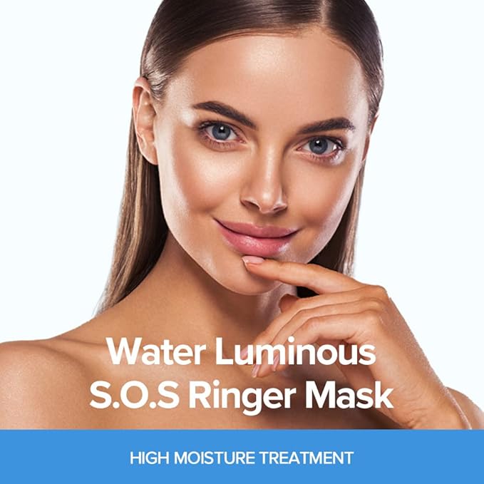 JMsolution Water Luminous SOS Ringer Mask Plus (10 Sheets, 35ml Each) | Intensive Hydration & Soothing Care Korean Sheet Mask | Water Glow Skin Care | K-Beauty Face Mask