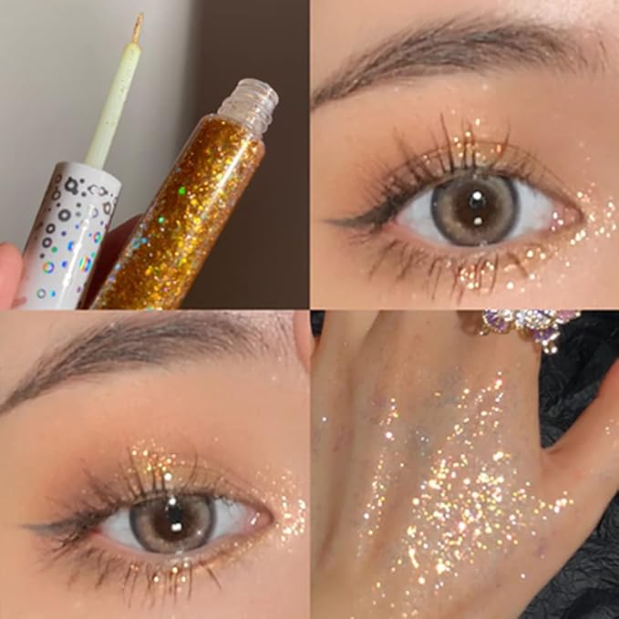 Liquid Glitter Eyeshadow & Eyeliner - Metallic Glitter Shimmer Eye Looks - Waterproof, Long Lasting & Quick-Drying - Sparkling Eye Shadow Makeup - Euphoria Makeup 11