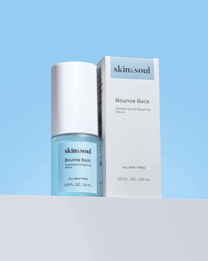 Skin & Soul Bounce Back Serum – Ceramide Face Serum for Sensitive & Acne-Prone Skin – Hydrating, Repairing & Barrier Boosting with Beta-Glucan, Peptides & Stem Cells – 1 fl oz