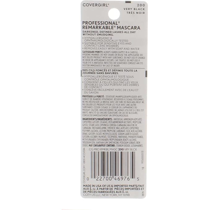 CoverGirl Professional Remarkable Washable Mascara, Very Black [200] 0.30 oz (Pack of 3)