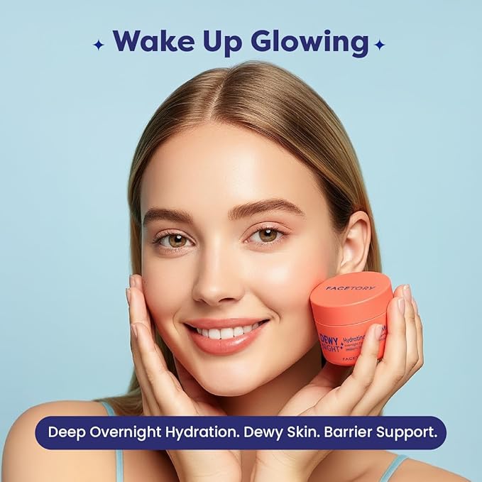 FACETORY Dewy Night Sleeping Mask – Hydrating Overnight Face Mask with Probiotic Ferments, Peptides, and Hyaluronic Acid – Fragrance-Free K-Beauty Skincare, 50 ml