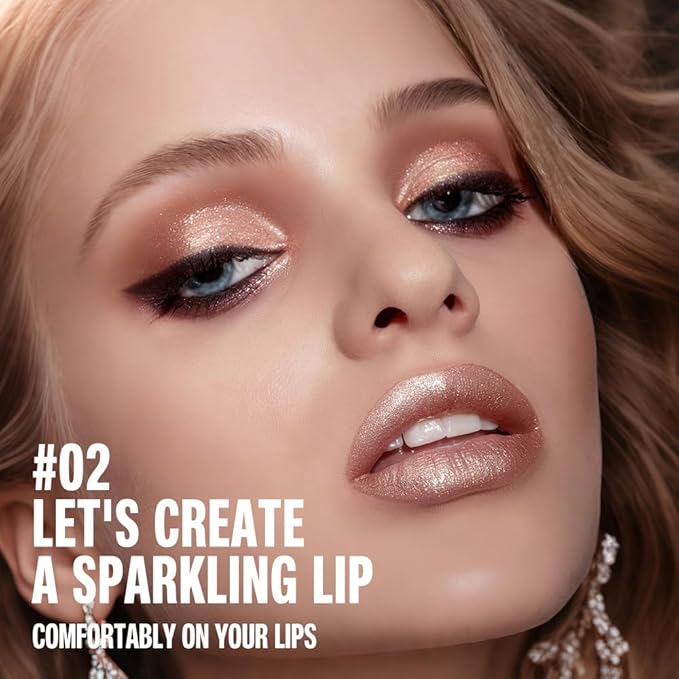 evpct Shimmery Metallic Lip Liner and Lipstick Combo, Cone Tip Lip Crayon for Women Long Lasting Waterproof, Metal Shinny Hydrating Lipstick Makeup, Glitter Lips Liner Pencil for Shimmery Shade