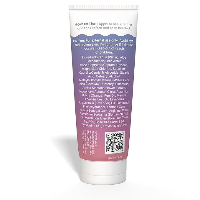 ZenToes Magnesium Foot Cream with Arnica | Relaxation Support & Moisturizing Cream for Legs & Calves | Magnesium Lotion for Feet & Sleep Support | Relaxing Nighttime Foot Balm | 4.2oz