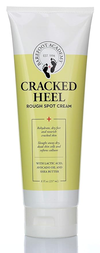 Barefoot Academy Heavy Duty Foot Care Scrub & Moisturizer Cream For Calluses, Dead Skin, Tough Heels, Cracked Heels, & Rough Spots On Feet, Skin Care For Feet, Large 8 Fl Oz (Cracked Heal Foot Cream)