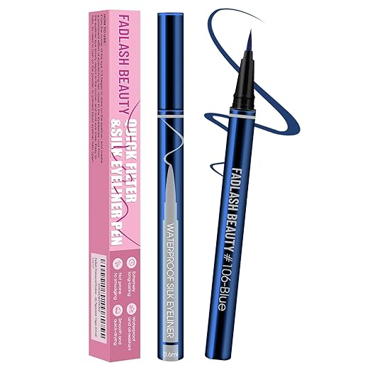 Eyeliner Liquid Eyeliner with Fine Brush for Smooth Application, Waterproof & Smudge-Proof Eye Liner, Long-Lasting Makeup, Highly Pigmented Blue Eyeliner Pencil, Cruelty-Free & Vegan, 0.6ml