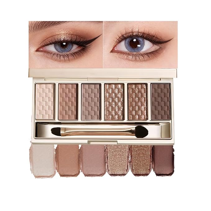 Neutral Nude Brown Eyeshadow Palette–6Matte&Shimmer Shades, Blendable Long-Lasting Eye Shadow Kit for Natural Everyday Makeup, Soft Glam Looks&Mature Eyes, Smooth Formula, Paleta de Sombras de Ojos