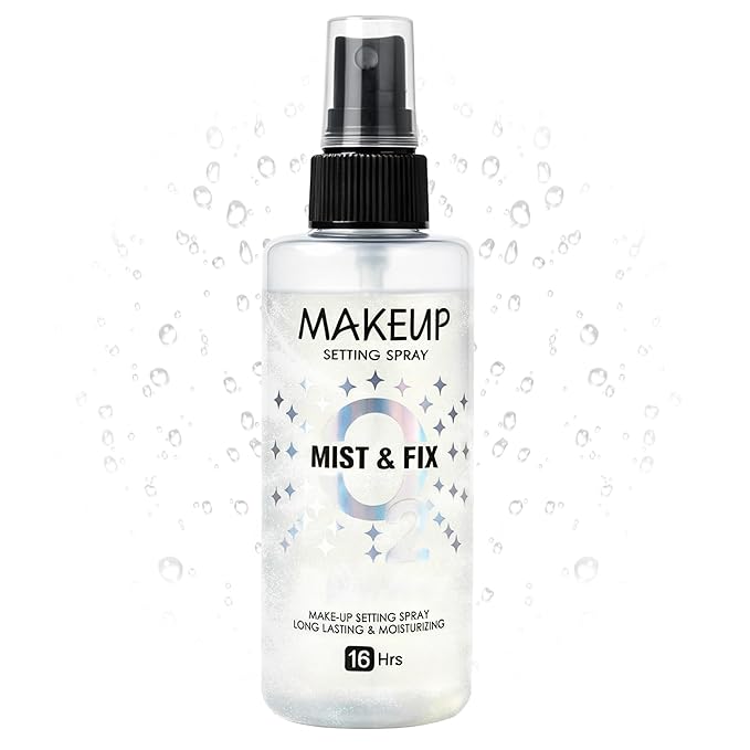 Setting Spray for Makeup, 16 Hr Long Lasting Fixing Spray Waterproof Transfer Resistant, Lightweight Hydrating Setting Mist with Shimmer Dewy Finish, Face Primer Make Up for All Skin Types, 3.72 Fl Oz