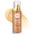 Shimmer Sunscreen,SPF 45 Broad Spectrum,Body Shimmer Oil with Gold Mica,Moisturizing Coconut,Water Resistant Body Glow Oil,Glowing Results,3.72 fl oz,AMBER