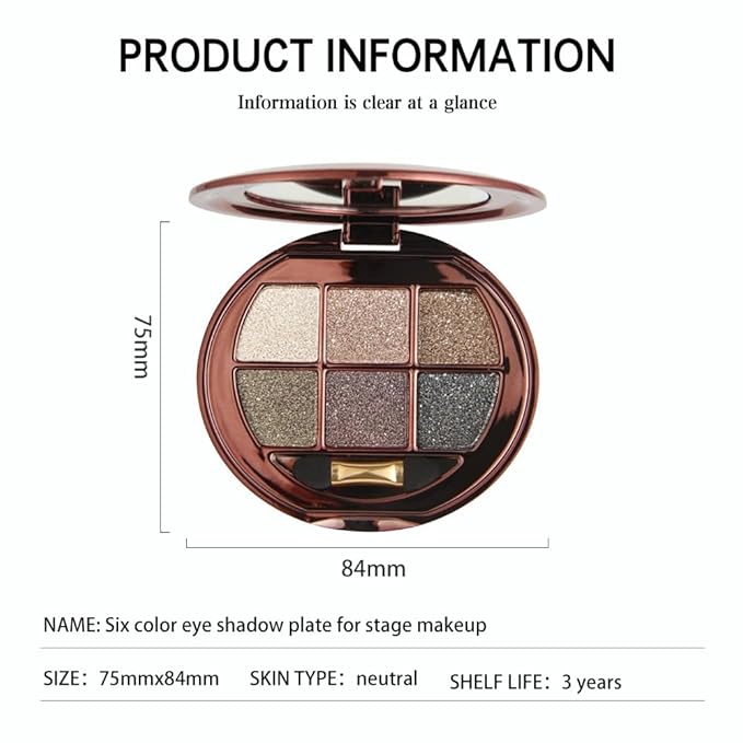 Shimmer Eyeshadow Palette, Neutral Smokey Eye Shadow, Gold Champagne Brown Black Glitter Eyeshadow, Metallic Sparkle Eye Makeup, Smooth Blendable Long Lasting Eyeshadow Palette for Daily Glam Look 02