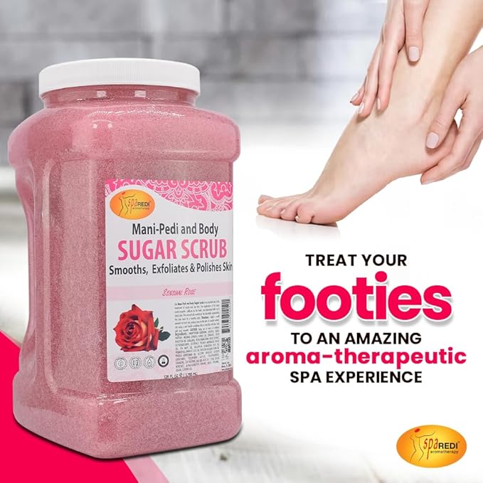 SPA REDI Sensual Rose Sugar Scrub | Dual-Action Exfoliation & Hydration Treatment | The Lotion-Step Eliminator for a Faster, More Profitable Service and Luxurious Deep Hydration 128 Oz