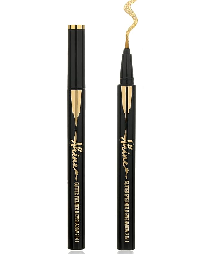 Gold Glitter Eyeliner Liquid Liner-1Pcs Gold Metallic Satin Shimmer Sparkling Colored Eye Liner Eyeshadow Makeup Pen, Long Lasting High Pigmented Waterproof Smudge-proof Eyeliner Pencil,Gift for Women