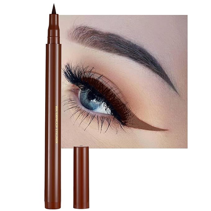 Liquid Eyeliner, Dark rown Eyeliner Liquid, Long-lasting Colored Eyeliners, White Black Red Brown Green Purple Waterproof High-pigmented Colorful Eyeliners for Eye Makeup,1PC Dark Brown