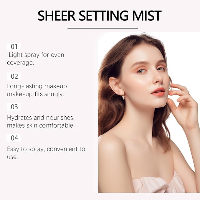 Sunglaze Sheer Setting Mist Sunscreen SPF 50, Broad Spectrum Shimmering Body Oil Mist, Hydrating Makeup-Friendly Glow Spray, Reef-Safe, Non-Greasy & Fast-Absorbing for Face & Body (2)