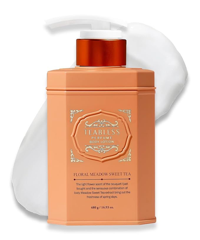 TEABLESS Perfumed Body Lotion Floarl Meadowsweet Tea, Daily Moisturizer for Dry Skin & Sensitive Skin, Non-Greasy, Korean Skin Care 16.93oz
