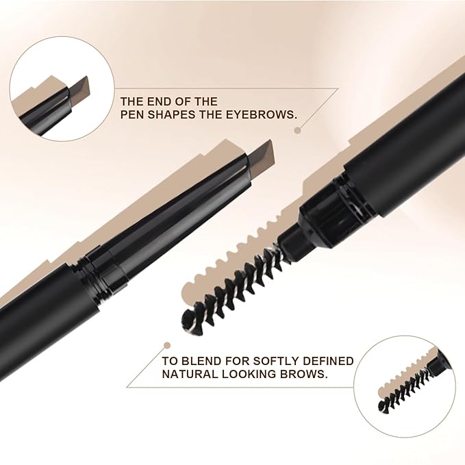 Eyebrow Pencil, Retractable Definer with Dual Brush, Ultra-Fine Tip for Precise Brow Makeup, Waterproof Gel Formula, Natural Hair-Like Strokes, Enhance Beauty (Natural Brown, Diamond)