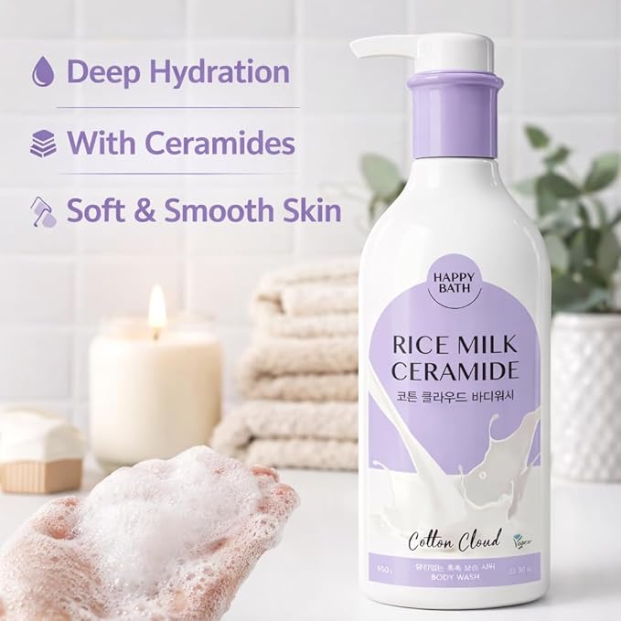 Rice Milk Ceramide Cotton Cloud Body Wash, Vegan, 400g / 22.30 oz