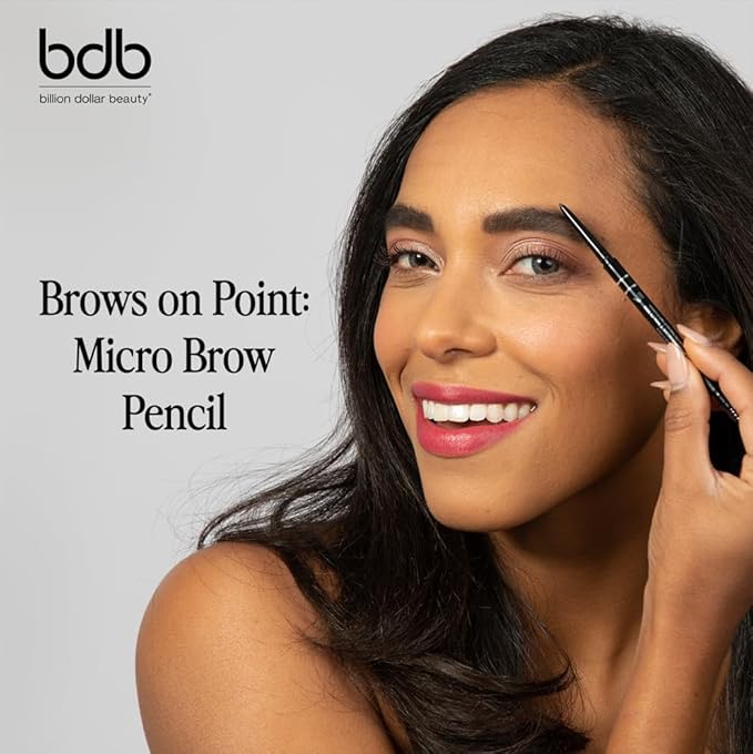 Billion Dollar Brows Brows On Point Micro Eyebrow Pencil, Raven/Black - Ultrafine Waterproof Microblade Tip for Hair-Like Strokes - Smudge-Proof Retractable Slim Brow Liner with Spoolie Brush