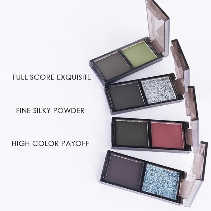 CAKAILA Wine Red Black Two Color Matte Shimmer Eyeshadow,Bright Eye Shadow Powder,Professional Long-Lasting Waterproof Makeup Palette,Easy-To-Apply and Compact for Travel