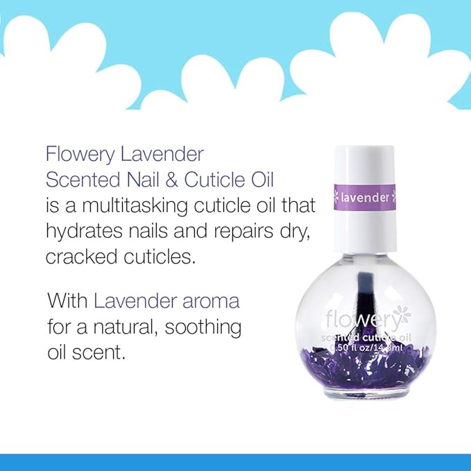 Flowery Lavender Scented Cuticle Oil – Nail & Cuticle Treatment, for Dry Cracked Cuticles, Moisturizing Nail Oil for Strong Healthy Nails, 0.5 oz, 2 Pack