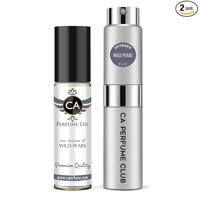 CA Perfume Duo Impression of Wild Pears For Women And Men Perfume Layering Set Long Lasting Travel Size EDP + Body Oil Roll-On Bottle 0.27 Fl Oz+0.33 Fl Oz