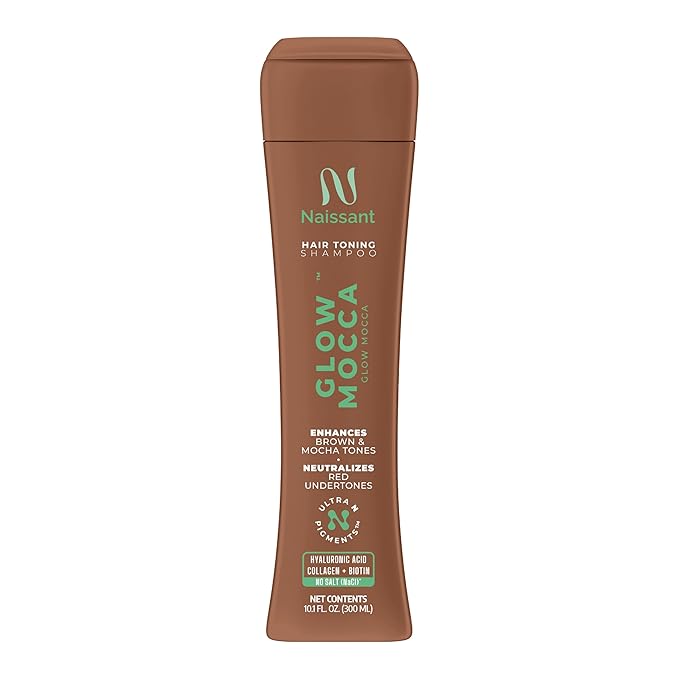Naissant Glow Mocca Hair Toning Shampoo |High-Purity Pigments |Neutralizes Red &Orange Undertones |For Brown &Mocha Hair |Hyaluronic Acid, Collagen &Biotin | Paraben, Ammonia &Sulfate Free |10.1 Fl.Oz
