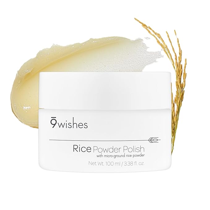 9wishes Rice Powder Polish - Gentle Exfoliating Face and Body Scrub with Korean Rice, Facial Polish Removes Dead Skin and Blackheads, Smooth Skin, Korean Skincare - 100ml / 3.38 fl. oz.