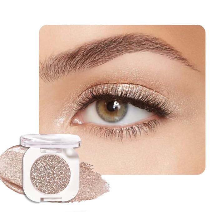 Light Nude Brown Single Shimmer Eyeshadow Makeup, Neutral Powder Eye Shadow for Mature Skin, Nude Sheer Shimmer Eyeshadows Buildable Waterproof, sombras para ojos, Vegan & Cruelty-Free