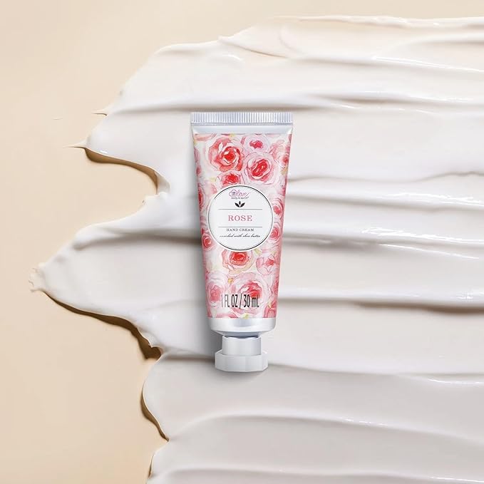 BODY & EARTH # LOVE Hand Cream Gifts Set for Women, Mothers Day Gifts for Mom, Moisturizing Hand Lotion Travel Size for Dry Cracked Hands, Shea Butter & Lavender Hand Cream Gift Set, 6 x 1 OZ