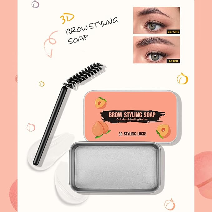 Brow Gel Eye Brow Gel Eyebrow Soap Kit Long Lasting Eyebrow Setting Styling Soap Eyebrow Makeup ClearBrow Gel (Pink, One Size)
