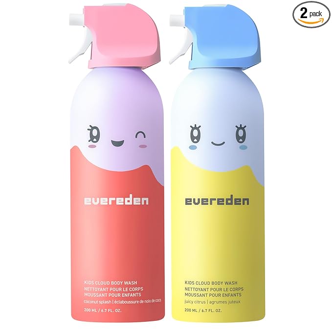 Evereden Kids Cloud Body Wash Duo - Gentle, Nourishing Toddler Body Wash for Delicate Skin, Coconut Splash & Juicy Citrus Scents, Creamy Hydrating Formula, 2 Pack (6.7 fl oz Each)