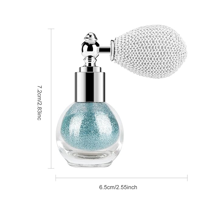 KYDA Glitter Powder Spray, Loose Shimmer Powder, Highlighter Spray Makeup for Face Body Hair, Lasting Glitter Hairspray, Cosmetic Sparkling Body Makeup, Cyan