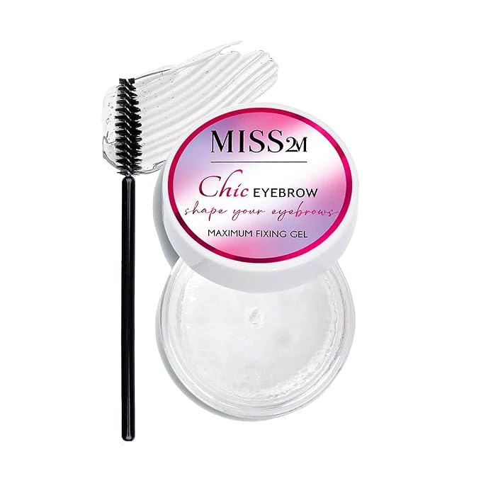 Chic Clear Gel for Eyebrows Styling, Shaping & Setting Brow Gel Clear Pomade for Brows with Angled Eyebrow Brush, 0.50 Fl Oz