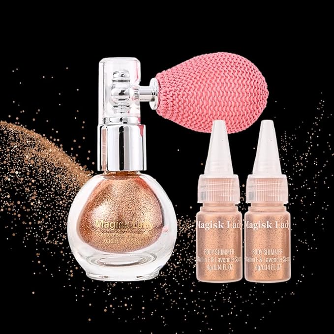 Body Glitter Spray, Hair Glitter Spray, Body Shimmer Powder, Face Glitter Highlighter, Glitter Spray, Body Shimmer Spray for Skin (Brown)