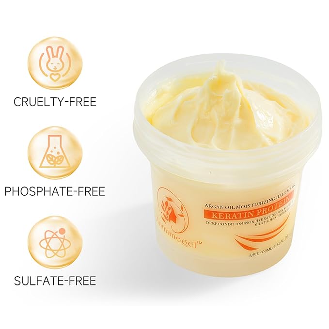 Collagen Hair Mask,Deep Repair Conditioning Argan Oil Hair Mask for Damaged Hair Treatment, Deep Conditioner Hydrating Hair Masque for All Hair Types 3.38 oz 100ml
