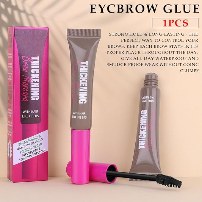Tinted Thickening Brow Mascara,Tinted Eyebrow Gel, Waterproof, Transfer-proof, Brush to Fill in Eyebrows and Cover Gray Hairs - Cruelty Free (1pc 01 Taupe)