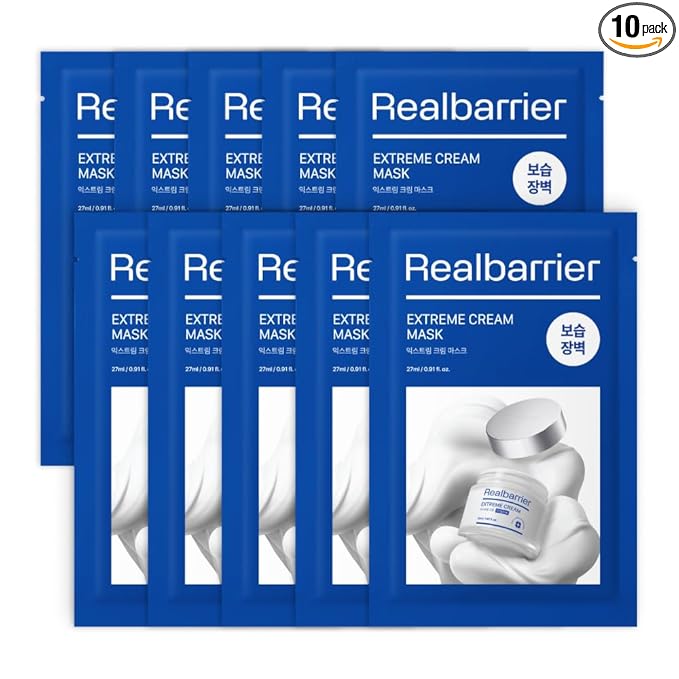 Real Barrier | Extreme Cream Face Sheet Mask | Skin Barrier Repair | Face Masks Skincare | Moisturizing & Hydrating for Dry and Sensitive Facial Types | Facial Moisturizer | Korean Mask | 10 Sheets