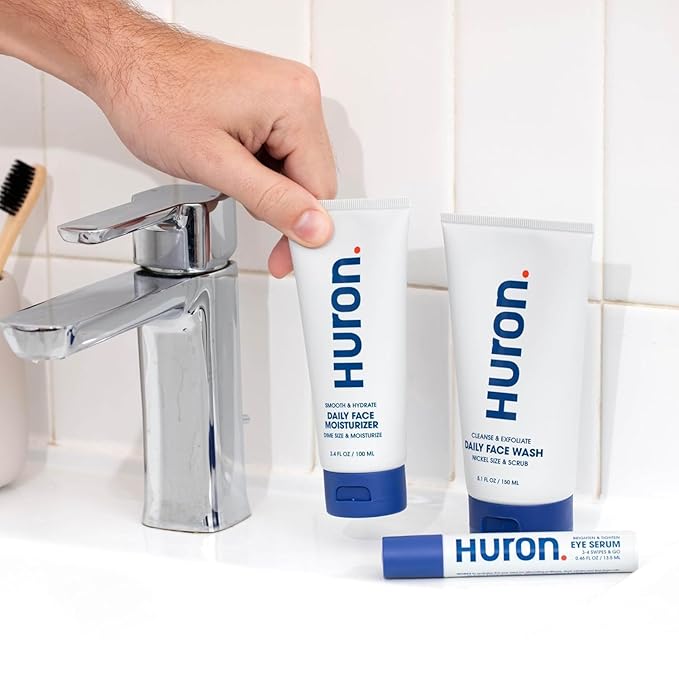 Huron Face Moisturizer for Men and Women, Hydrating & Smoothing Face Lotion with Peppermint + Citrus + Juniper Scent, Cooling Gel-Cream for Shine-Free Skin, Phthalate-Free Ingredients, 3.4 oz (2 Pack)