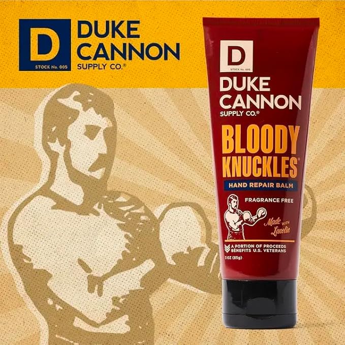 Duke Cannon Bloody Knuckles Hand Repair Balm - Unscented Moisturizing Cream, Non-Greasy Lanolin Formula for Dry, Cracked Hands, 3 oz. (Travel Size)