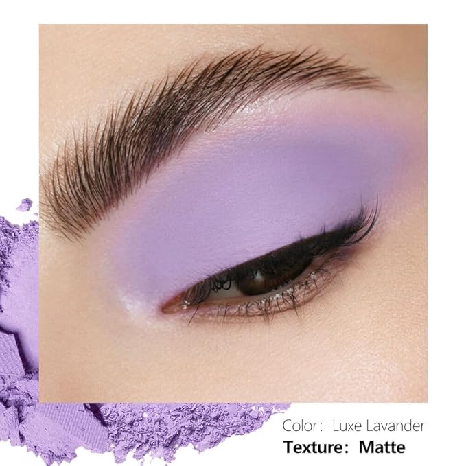 Matte Single Eyeshadow with Pressed Powder – Soft Pastel Purple, Highly Pigmented & Blendable, Magnetic Refill Pan, No Case Included (Luxe Lavander)