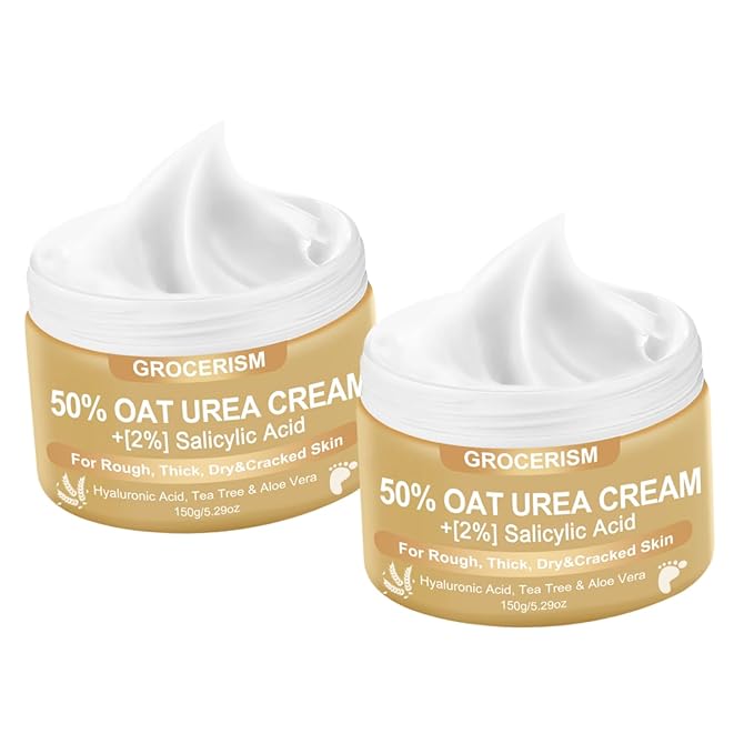 Urea Cream 50 Percent for Feet 10.58 oz with Oat and 2% Salicylic Acid, Foot & Hand Cream included Hyaluronic Acid, Tea Tree and Aloe Vera for Deep Moisturizing, Callus Removing (Classic Formula)