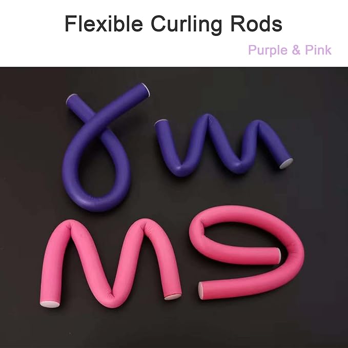 38Pcs Bendable Hair Curlers with Steel Pintail Comb - Foam Twist Rollers for Heatless Curls on All Hair Lengths