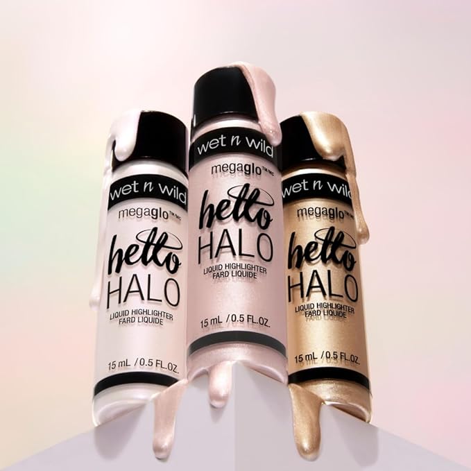 wet n wild MegaGlo Hello Halo Liquid Highlighter Makeup, Shimmer, Rose Gold Halo, Goodbye