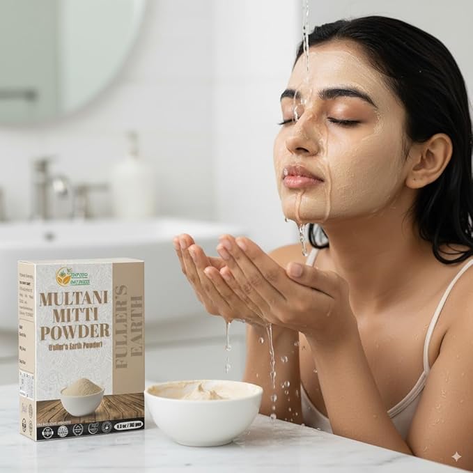 Multani Mitti Earth Clay (Bentonite & Kaolin), 100% Natural Indian Healing Clay Mask for Skin Care, Natural Deep Cleansing, Pure Grade Facial Mask, Calcium & Sodium Clay, 5.3 oz