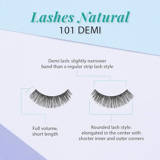 Ardell False Eyelashes Demi 101 - Black, Full Volume, Rounded Strip Wispy Lashes for a Natural Look, 4 Pack