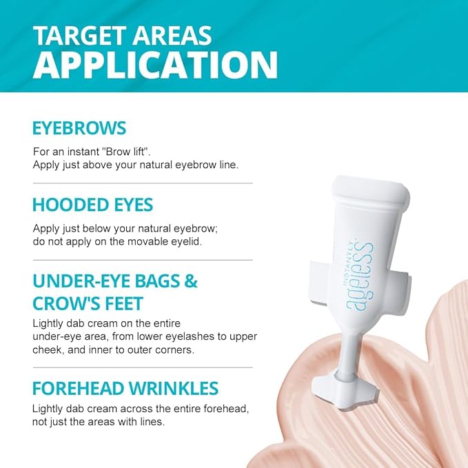 Instantly Ageless - Instant Face Lift Cream - Skin Care Anti Aging Face Cream - Wrinkle Tightener - Eye Cream For Puffiness and Bags Under Eyes - Facelift in a Box of 25 Vials with Makeup Brush