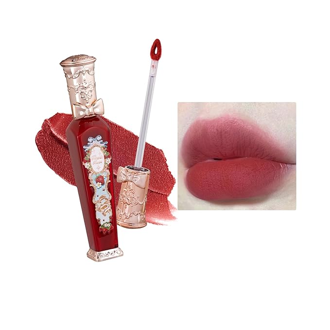 Flower Knows Strawberry Rococo Cloud Lip Cream,Long Lasting Burgundy Matte Lipstick,Hydrating Lip Stain,Transfer & Smudge Proof Velvet Liquid Lipstick for Girls&Women,0.12 Fl Oz(S08 Velvet Redwood)